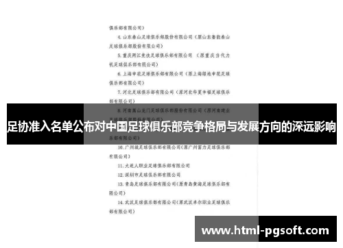 足协准入名单公布对中国足球俱乐部竞争格局与发展方向的深远影响