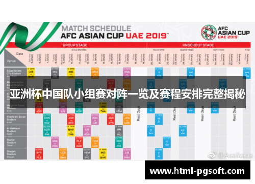 亚洲杯中国队小组赛对阵一览及赛程安排完整揭秘 亚洲杯中国队小组赛对阵一览及赛程安排完整揭秘